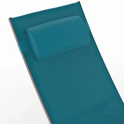 IDMarket Lot de 2 bains de soleil inclinables avec coussin acier gris et toile bleu canard* Bains De Soleil|Fauteuils De Jardin