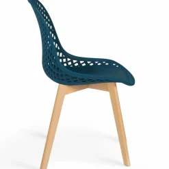 IDMarket Lot de 4 chaises ajourées bleu canard design* Collection Scandinave|Salle À Manger Complète