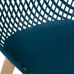 IDMarket Lot de 4 chaises ajourées bleu canard design* Collection Scandinave|Salle À Manger Complète