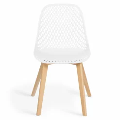 IDMarket Lot de 4 chaises ajourées blanches design* Collection Scandinave|Salle À Manger Complète