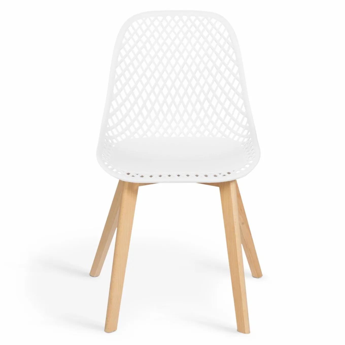 IDMarket Lot de 4 chaises ajourées blanches design* Collection Scandinave|Salle À Manger Complète