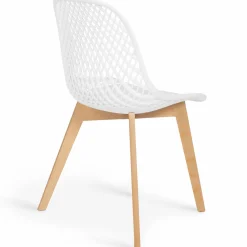 IDMarket Lot de 4 chaises ajourées blanches design* Collection Scandinave|Salle À Manger Complète