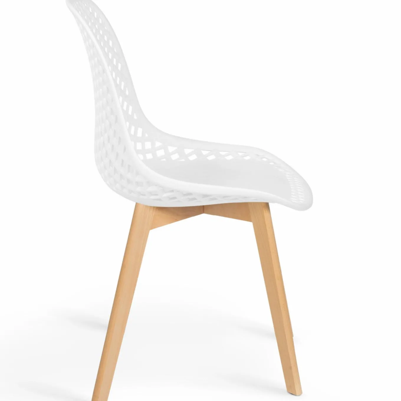 IDMarket Lot de 4 chaises ajourées blanches design* Collection Scandinave|Salle À Manger Complète