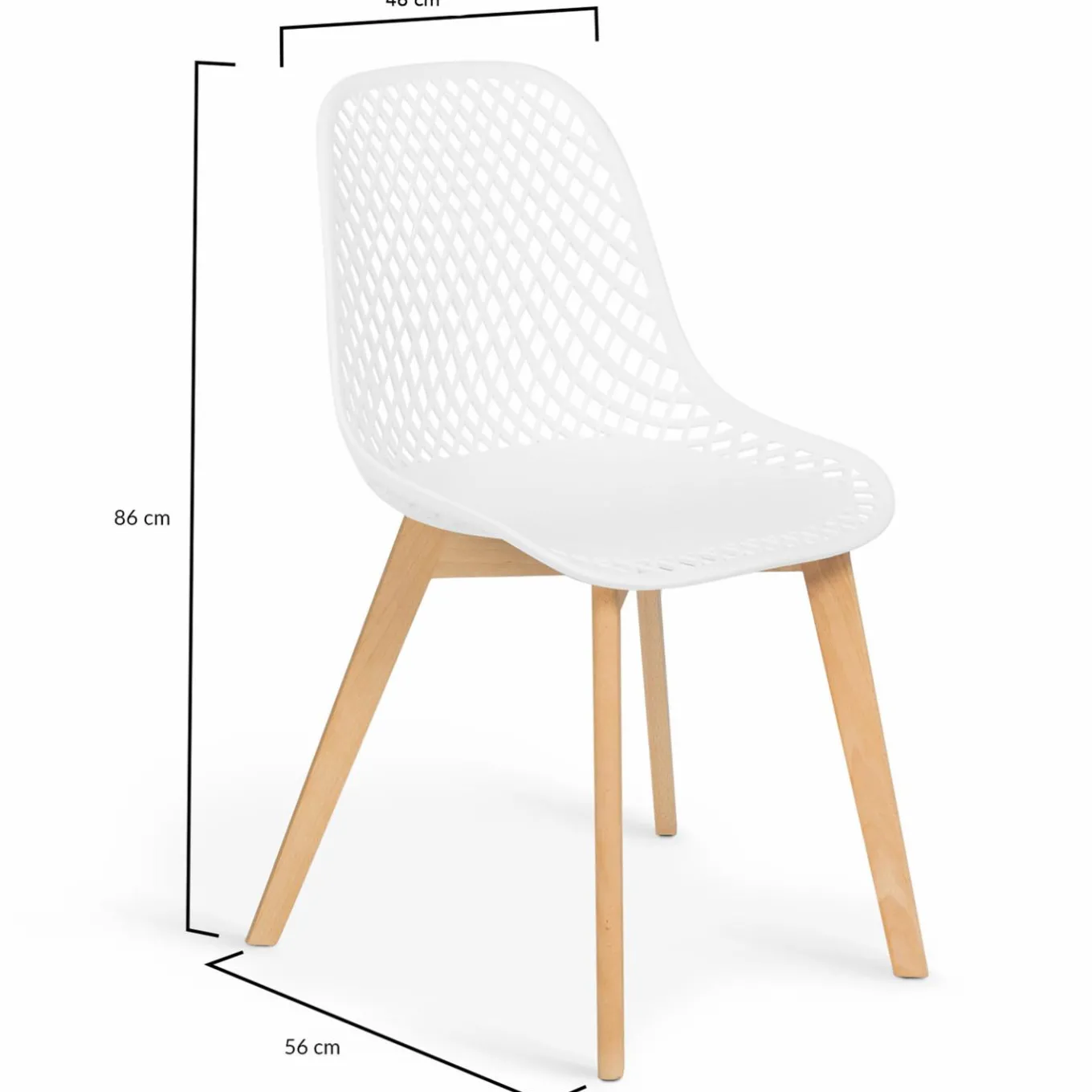 IDMarket Lot de 4 chaises ajourées blanches design* Collection Scandinave|Salle À Manger Complète