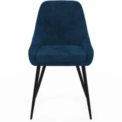 IDMarket Lot de 4 chaises avec accoudoirs en velours bleu* Collection Vintage|Salle À Manger Complète