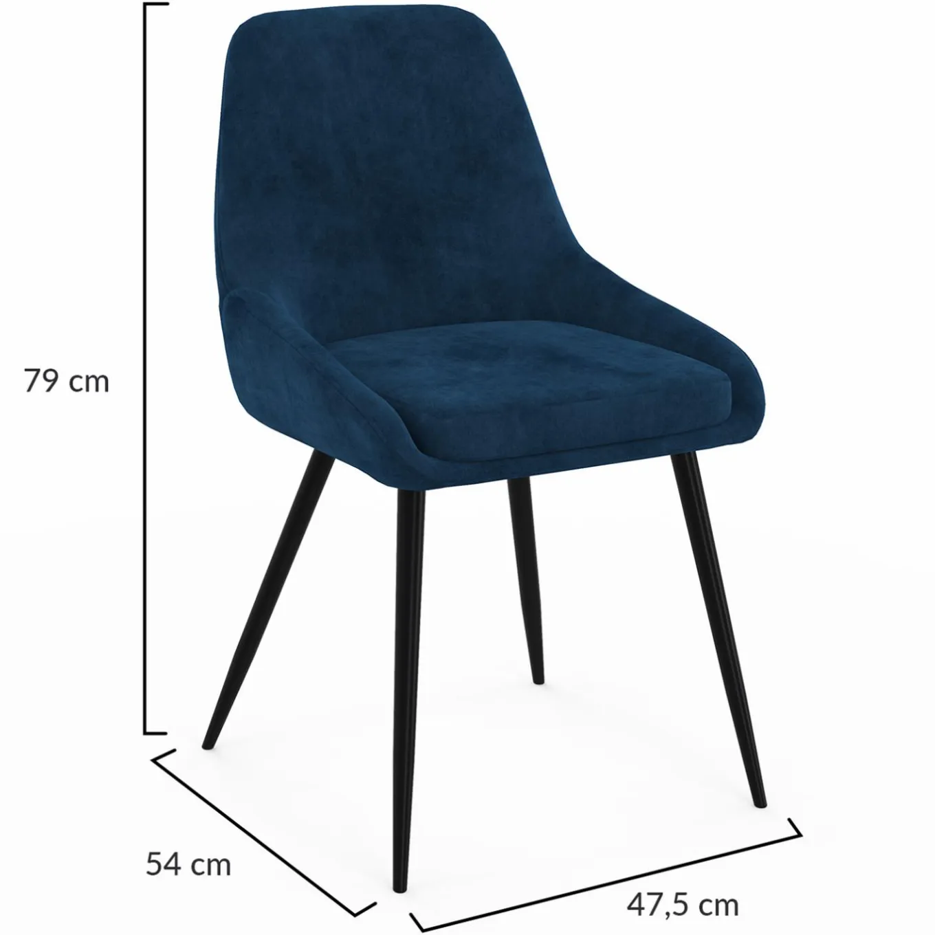 IDMarket Lot de 4 chaises avec accoudoirs en velours bleu* Collection Vintage|Salle À Manger Complète