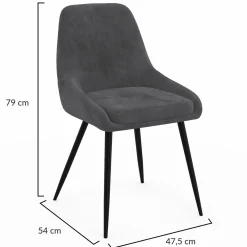 IDMarket Lot de 4 chaises avec accoudoirs en velours gris foncé* Collection Vintage|Salle À Manger Complète