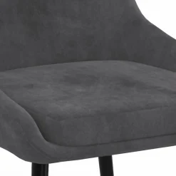 IDMarket Lot de 4 chaises avec accoudoirs en velours gris foncé* Collection Vintage|Salle À Manger Complète