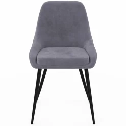 IDMarket Lot de 4 chaises avec accoudoirs en velours gris clair* Collection Vintage|Salle À Manger Complète