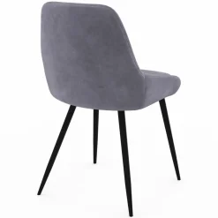 IDMarket Lot de 4 chaises avec accoudoirs en velours gris clair* Collection Vintage|Salle À Manger Complète