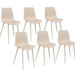 IDMarket Lot de 6 chaises beige avec pieds en métal* Collection Design|Tables Et Chaises