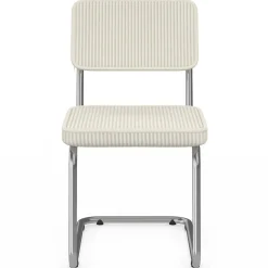 IDMarket Lot de 4 chaises cantilever en velours côtelé beige et pied métal* Chaises|Tables Et Chaises