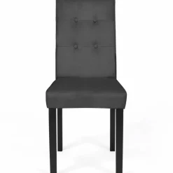 IDMarket Lot de 4 chaises capitonnées en velours gris pieds noirs* Collection Contemporaine|Chaises