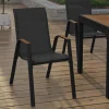 IDMarket Lot de 6 chaises de jardin métal et textilène noir et bois* Salons De Jardin