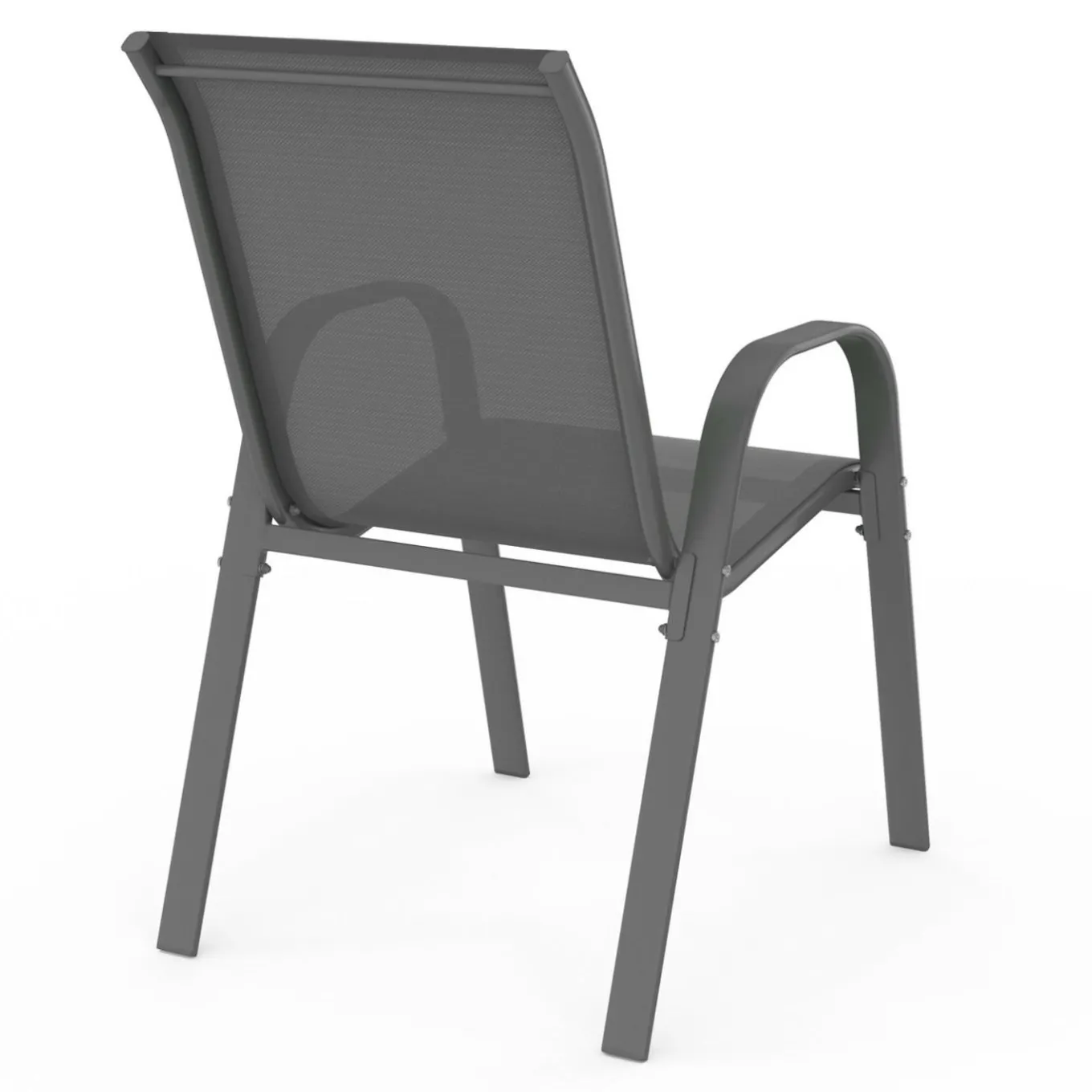 IDMarket Lot de 4 chaises de jardin empilables en métal gris anthracite et textilène* Salons De Jardin