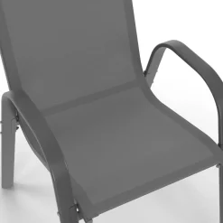 IDMarket Lot de 4 chaises de jardin empilables en métal gris anthracite et textilène* Salons De Jardin