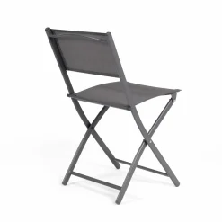 IDMarket Lot de 4 chaises de jardin pliantes grises en acier et textilène* Salons De Jardin