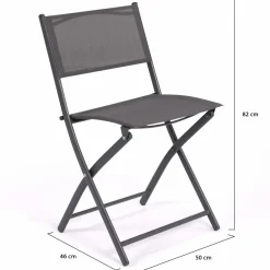 IDMarket Lot de 6 chaises de jardin pliantes gris anthracite en métal et textilène* Salons De Jardin