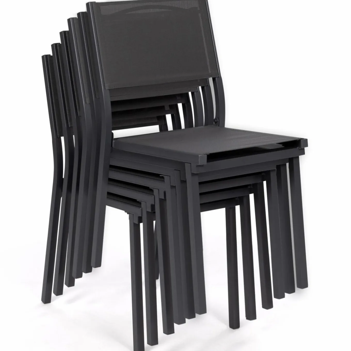 IDMarket Lot de 6 chaises de jardin empilables gris anthracite en métal et textilène* Salons De Jardin