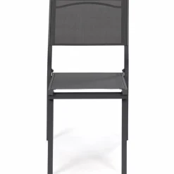 IDMarket Lot de 6 chaises de jardin empilables gris anthracite en métal et textilène* Salons De Jardin