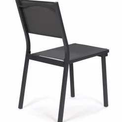 IDMarket Lot de 6 chaises de jardin empilables gris anthracite en métal et textilène* Salons De Jardin