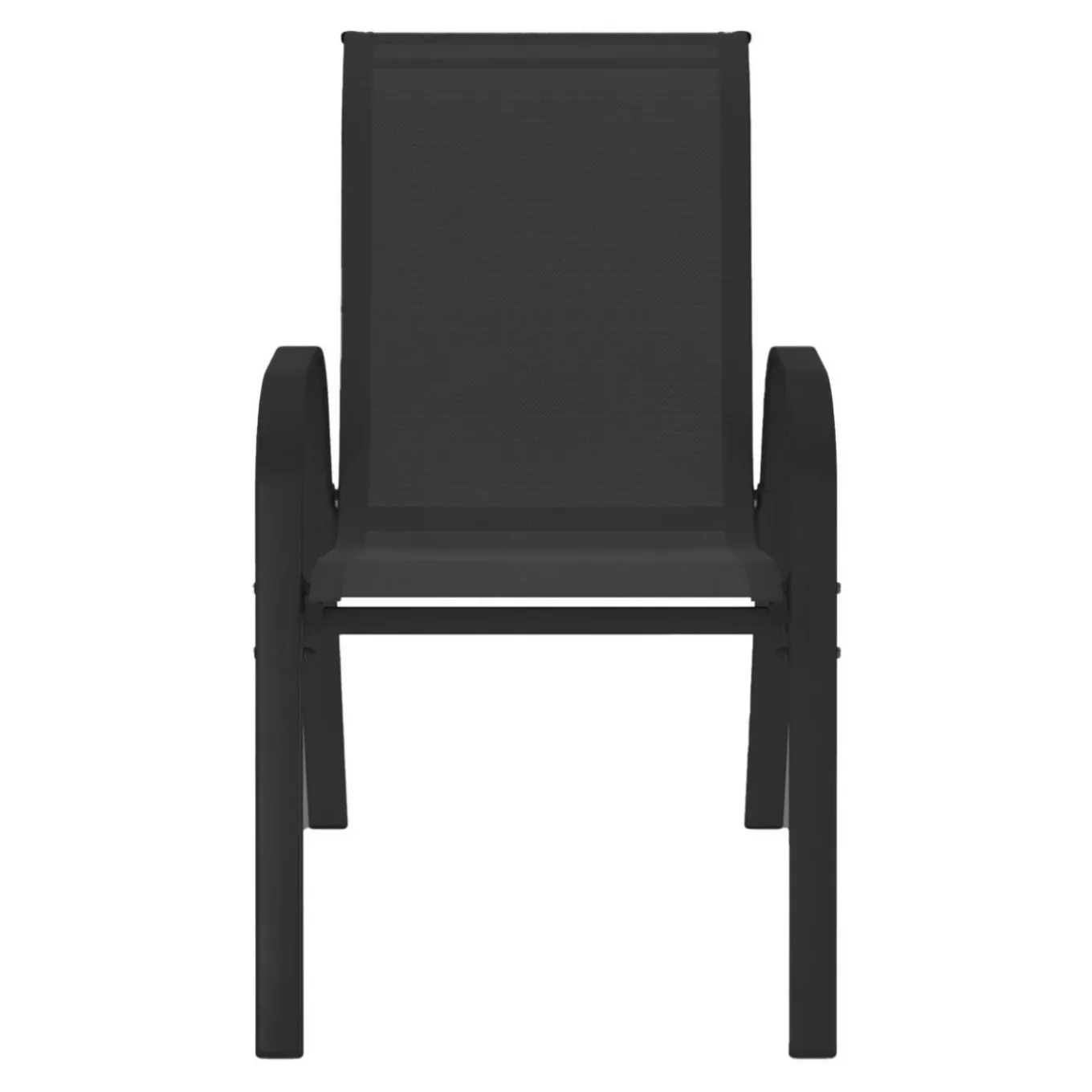 IDMarket Lot de 4 chaises de jardin empilables en métal noir et textilène* Salons De Jardin