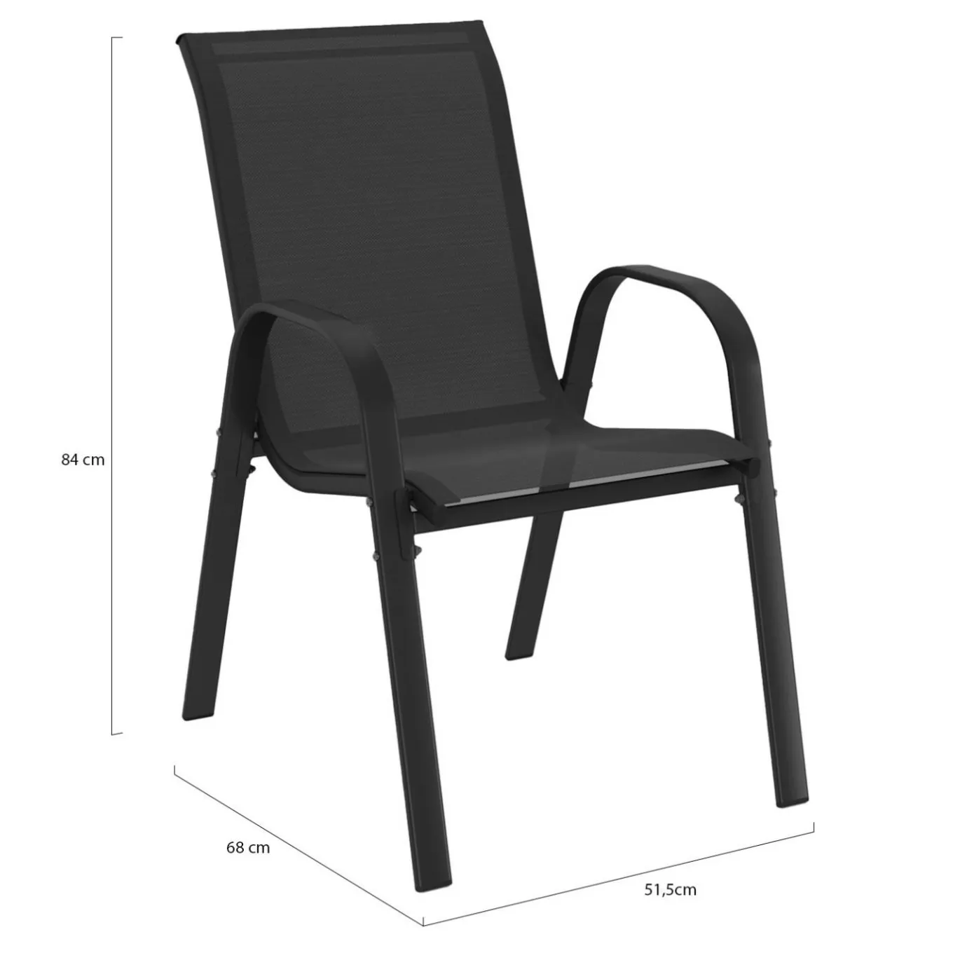 IDMarket Lot de 4 chaises de jardin empilables en métal noir et textilène* Salons De Jardin