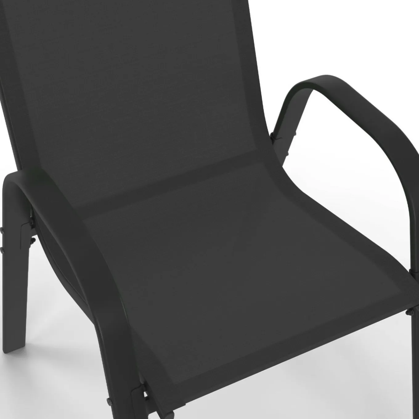 IDMarket Lot de 4 chaises de jardin empilables en métal noir et textilène* Salons De Jardin