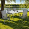 IDMarket Lot de 4 chaises de jardin pliantes dossier inclinable avec accoudoirs gris anthracite* Salons De Jardin