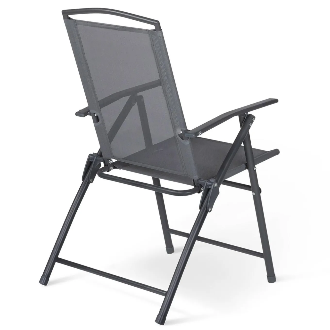 IDMarket Lot de 4 chaises de jardin pliantes dossier inclinable avec accoudoirs gris anthracite* Salons De Jardin