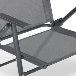 IDMarket Lot de 4 chaises de jardin pliantes dossier inclinable avec accoudoirs gris anthracite* Salons De Jardin