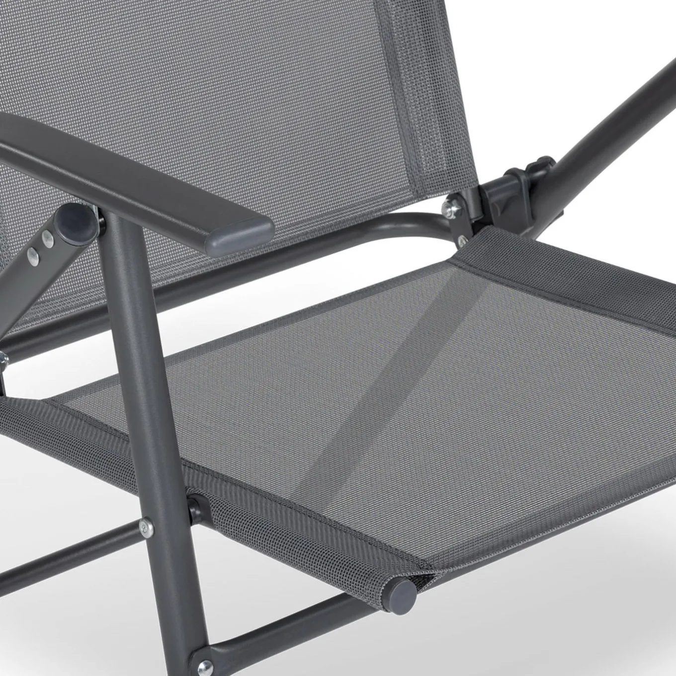 IDMarket Lot de 4 chaises de jardin pliantes dossier inclinable avec accoudoirs gris anthracite* Salons De Jardin