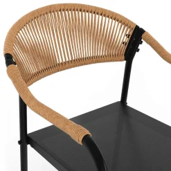 IDMarket Lot de 4 chaises de jardin extérieures en métal, en cordage, en textilène et rotin clair* Salons De Jardin