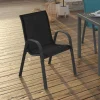 IDMarket Lot de 6 chaises de jardin empilables en métal gris, noir et bleu et textilène* Salons De Jardin