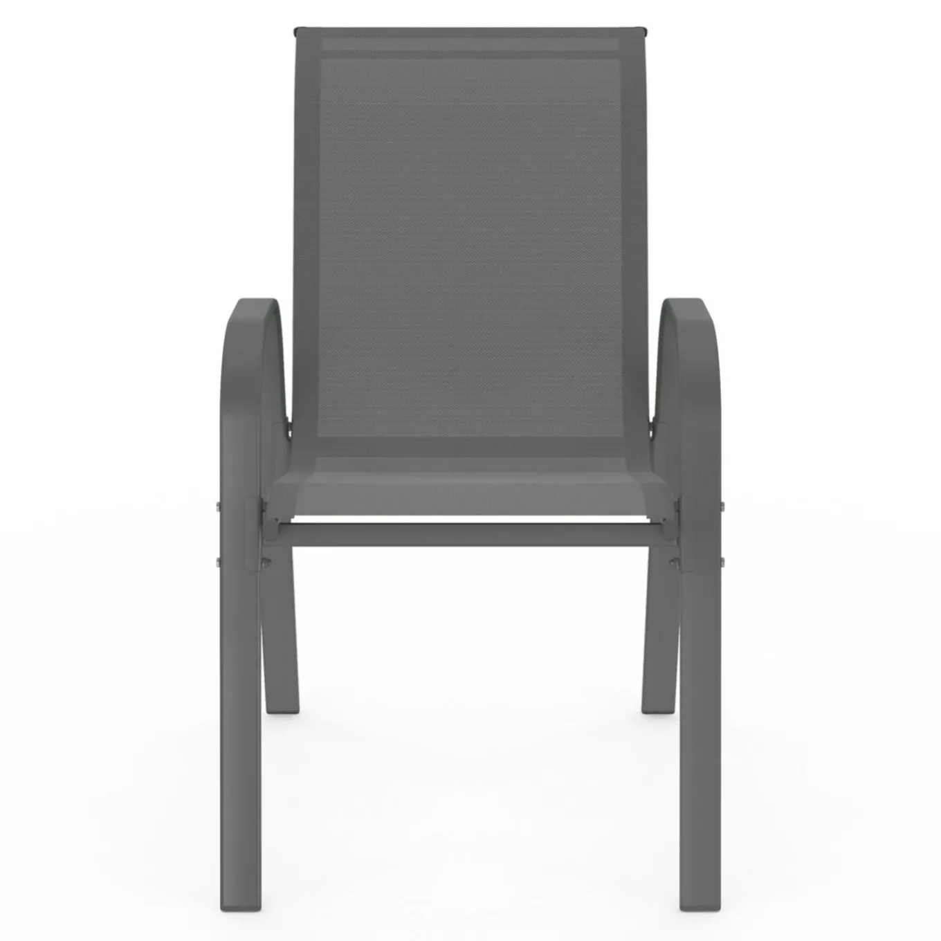 IDMarket Lot de 6 chaises de jardin empilables en métal gris, noir et bleu et textilène* Salons De Jardin