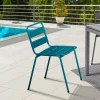 IDMarket Lot de 6 chaises de jardin empilables en acier gris anthracite, noir et bleu* Salons De Jardin