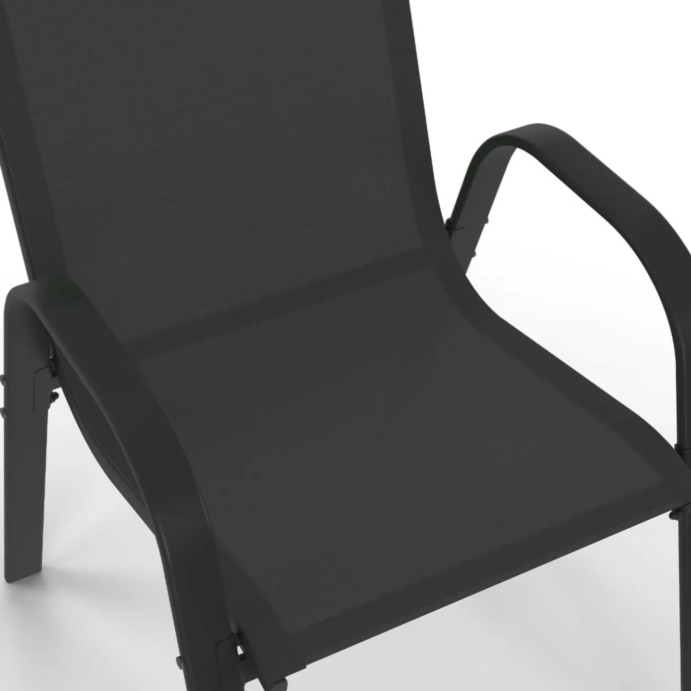 IDMarket Lot de 6 chaises de jardin empilables en métal noir et textilène* Salons De Jardin