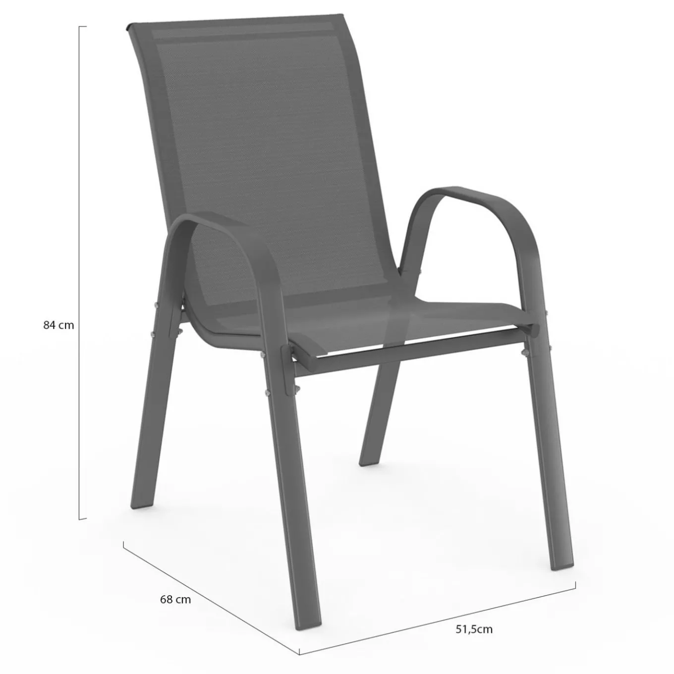IDMarket Lot de 6 chaises de jardin empilables en métal gris anthracite et textilène* Salons De Jardin
