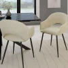 IDMarket Lot de 2 chaises de salle à manger, fauteuils de table CLARA en velours crème* Chaises