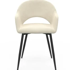 IDMarket Lot de 2 chaises de salle à manger, fauteuils de table CLARA en velours crème* Chaises