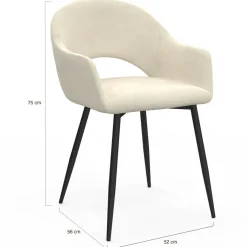 IDMarket Lot de 2 chaises de salle à manger, fauteuils de table CLARA en velours crème* Chaises