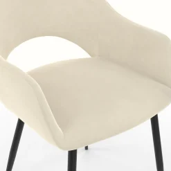IDMarket Lot de 2 chaises de salle à manger, fauteuils de table CLARA en velours crème* Chaises