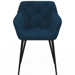 IDMarket Lot de 2 chaises de salle à manger, fauteuils de table capitonnés LYA velours bleu canard* Chaises