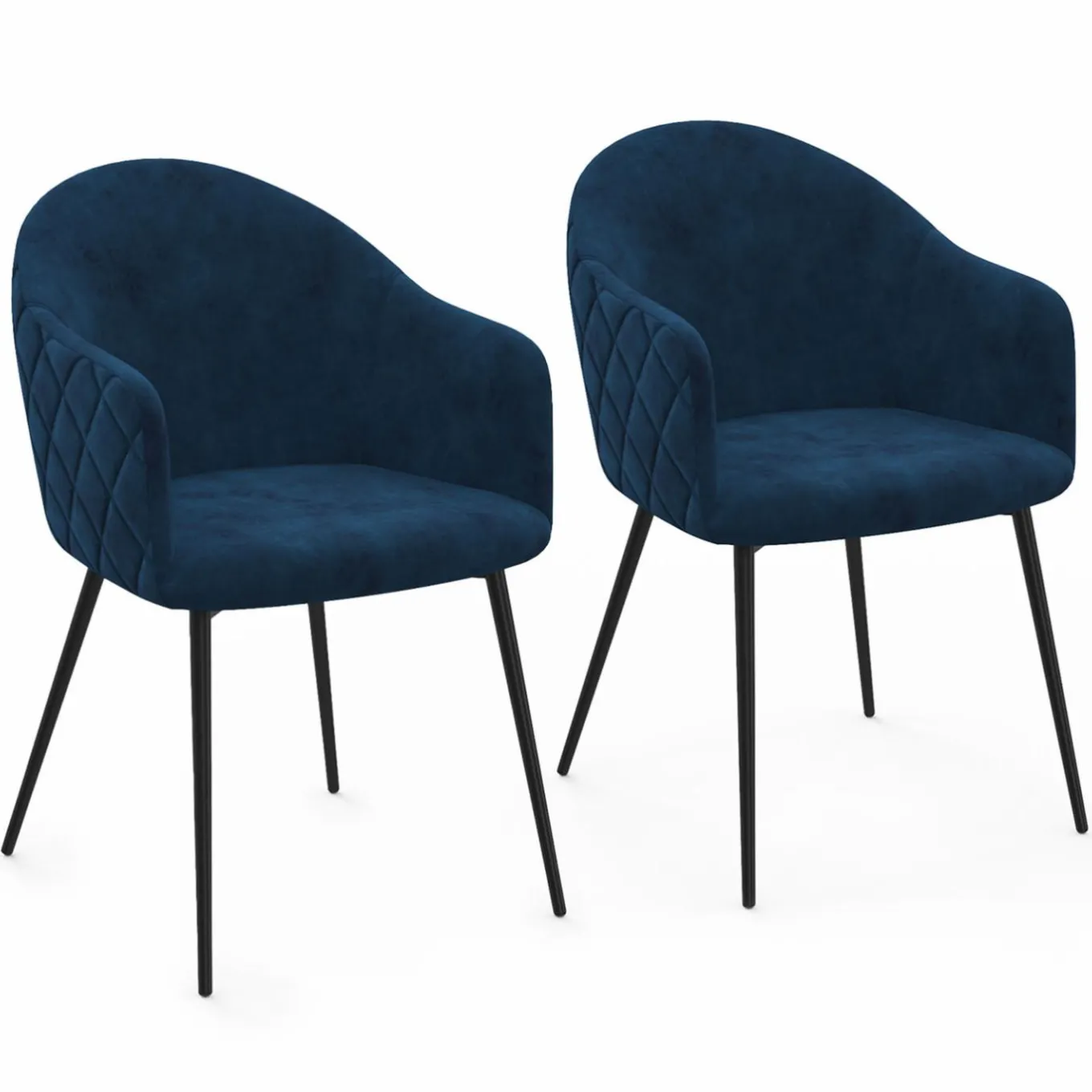 IDMarket Lot de 2 chaises de salle à manger design en velours bleu canard* Collection Vintage|Tables Et Chaises