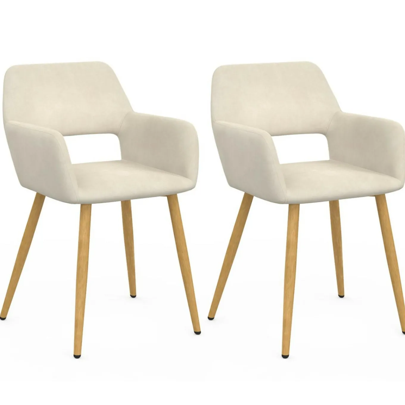 IDMarket Lot de 2 chaises de salle à manger, fauteuils de table en velours beige* Meubles En Bois|Chaises De Bureau Et Accessoires