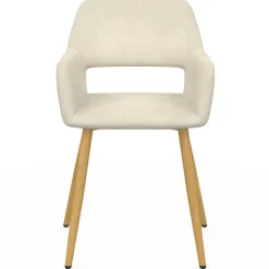IDMarket Lot de 2 chaises de salle à manger, fauteuils de table en velours beige* Meubles En Bois|Chaises De Bureau Et Accessoires