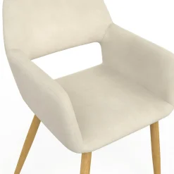 IDMarket Lot de 2 chaises de salle à manger, fauteuils de table en velours beige* Meubles En Bois|Chaises De Bureau Et Accessoires