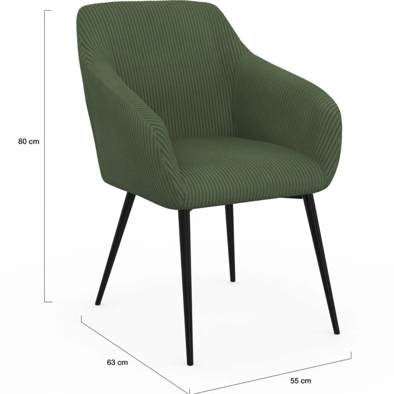 IDMarket Lot de 2 chaises de salle à manger, fauteuils de table en velours côtelé vert kaki* Chaises|Fauteuils