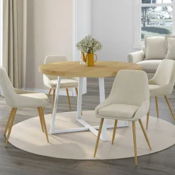 IDMarket Lot de 4 chaises de salle à manger en velours beige avec demi-accoudoirs* Chaises|Tables Et Chaises