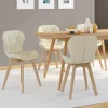 IDMarket Lot de 4 chaises en tissu beige design pour salle à manger* Collection Moderne|Collection Scandinave
